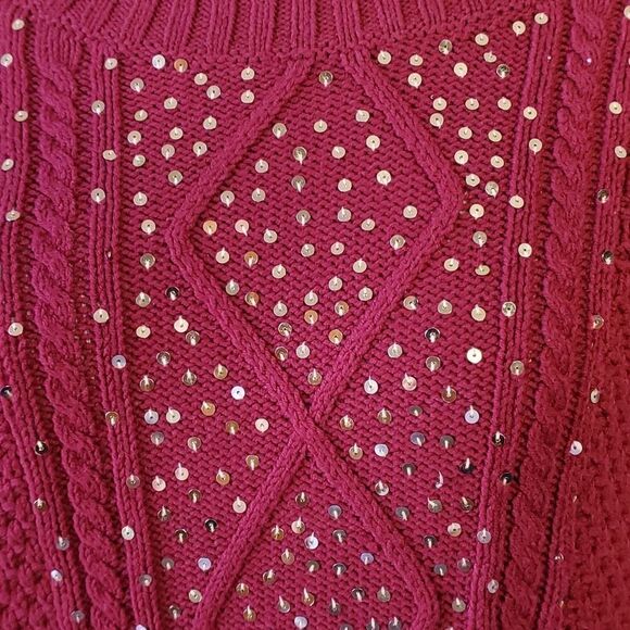 KELLY, by Clinton Kelly, cable knit sweater with sequins. Size large. Be…‎ - Picture 2 of 9